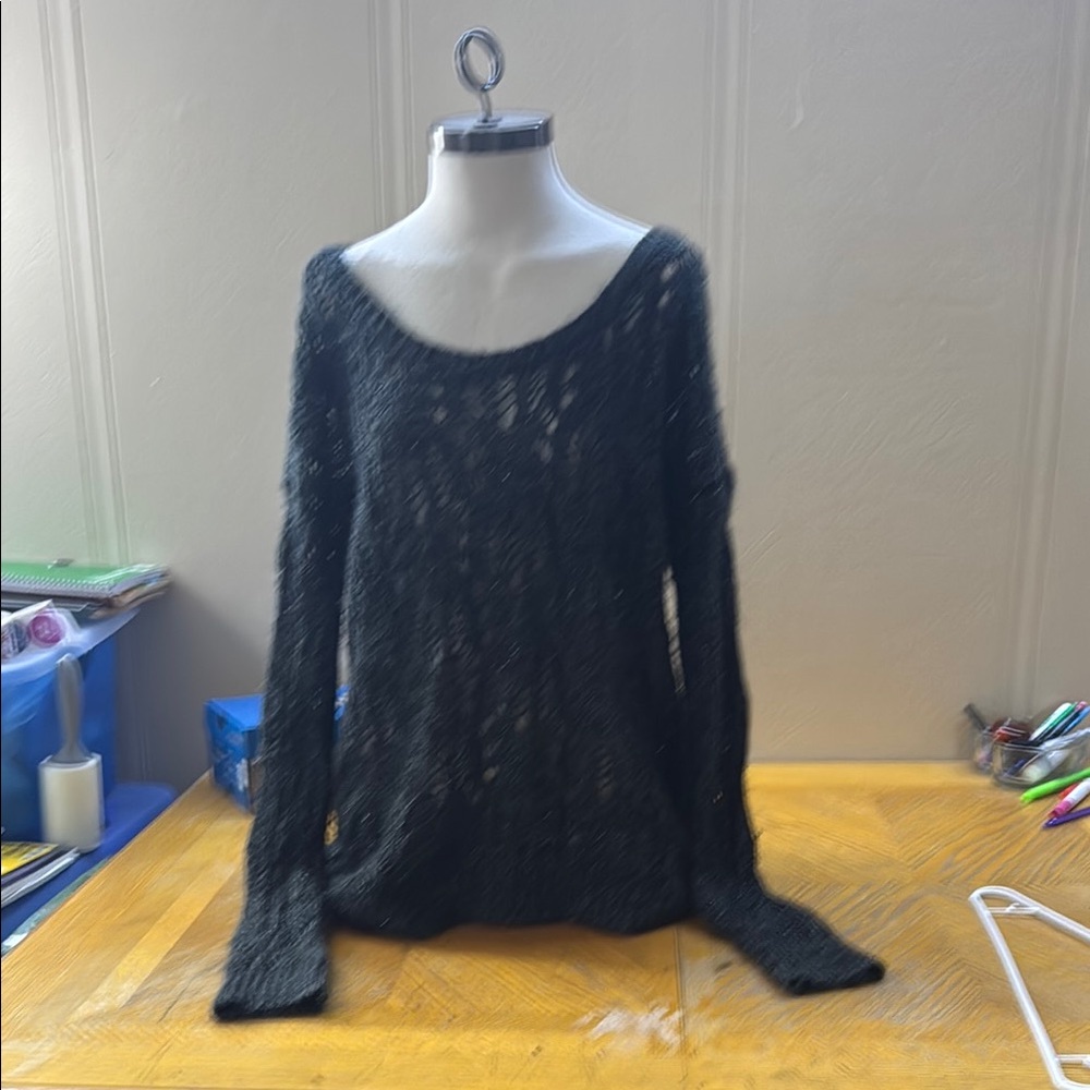 Decree Black Crew Neck Sweater with Relaxed Fit